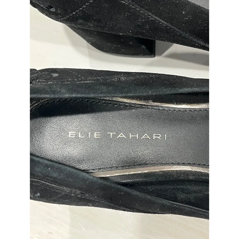 Elie Tahari Suede Block Heel Pumps‎ Comfortable Slip On Shoes Black 38.5 - Picture 8 of 8